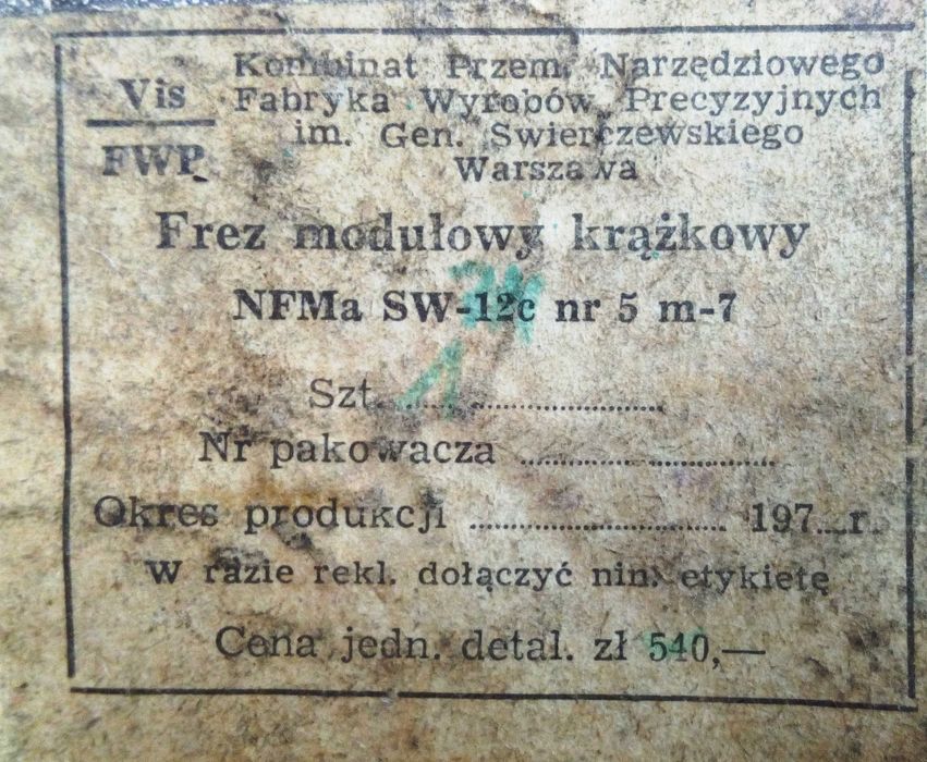 Frezy modułowe krążkowe NFMa nr 5, nr6