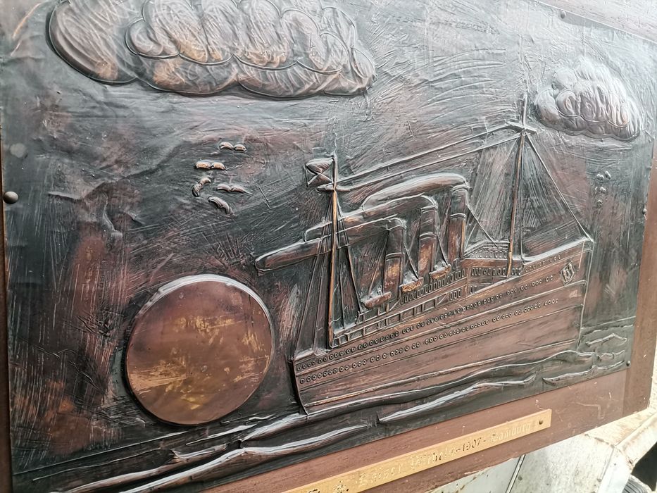 Relief miedziany - obraz "D. A. Kaiser Wilhelm 1907 Hamburg"