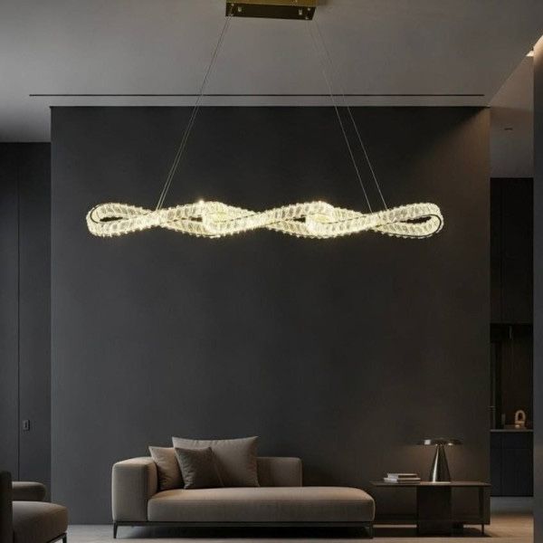 Стильна кришталева видовжена люстра