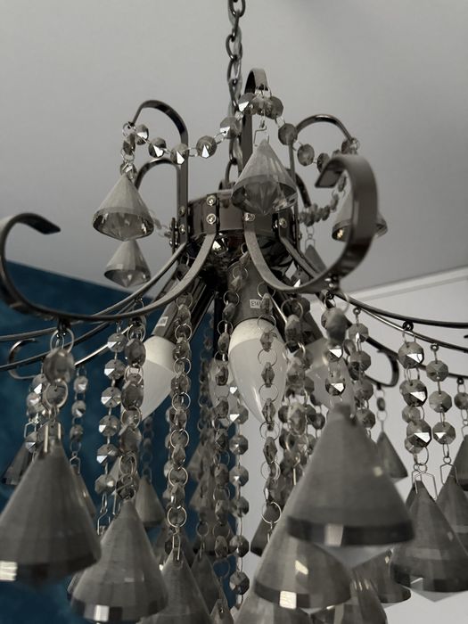 Lampa sufitowa, glamour, kryształy, grafit