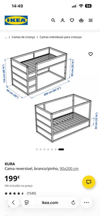 Cama e colchão Ikea Kura