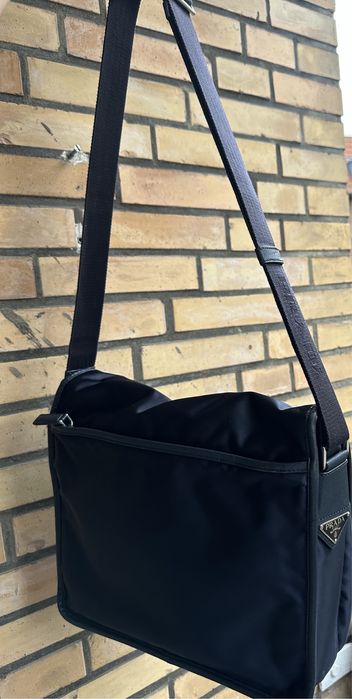 Prada Messenger Shoulder Bag Blue Nylon Tessuto Saffiano