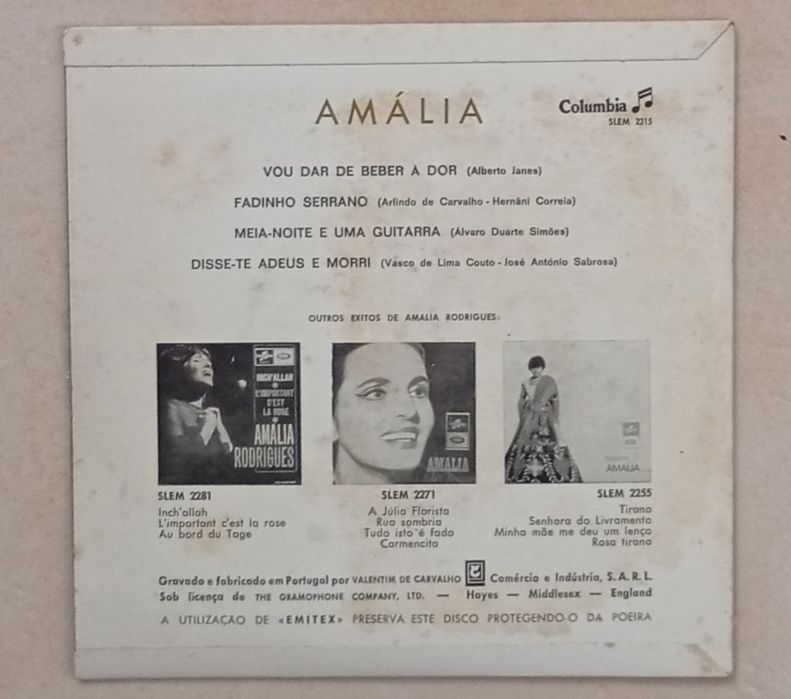 Vinil da grande fadista Amália Rodrigues