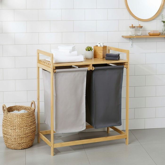 POJEMNIK na pranie bambusowy 2 komory 80L