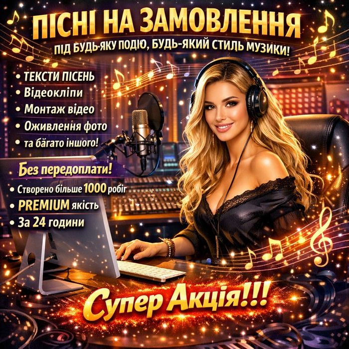 Пісня на замовлення, відеокліп, оживлення фото , подарунок, відео ші