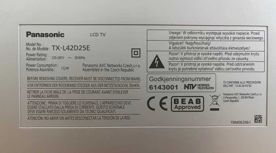 tv panasonic 42 cale