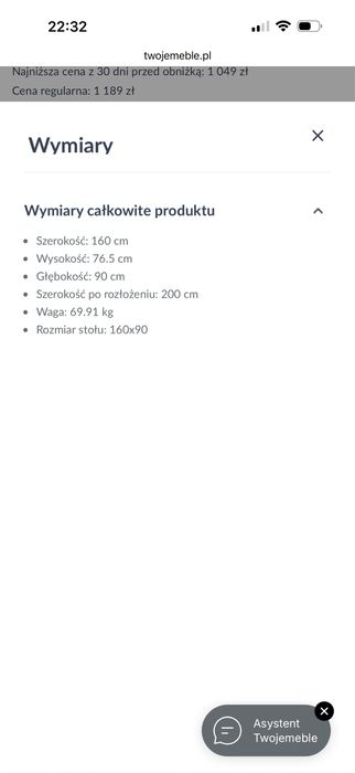Stól rozkladany