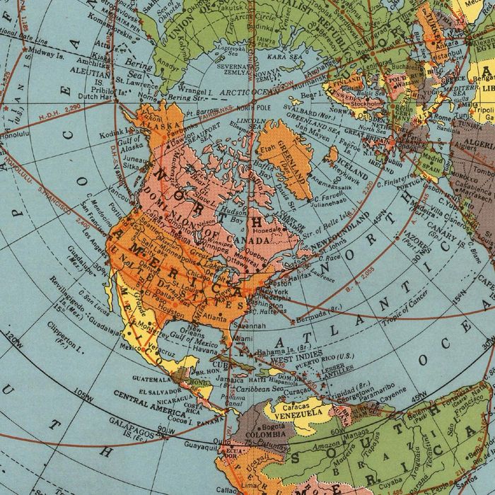 Mapa CBS American School of the Air - płaska ziemia - 100x70cm