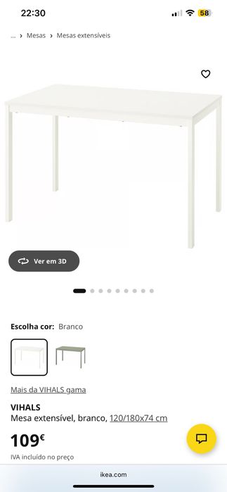 Mesa de refeição extensível Ikea Vihals