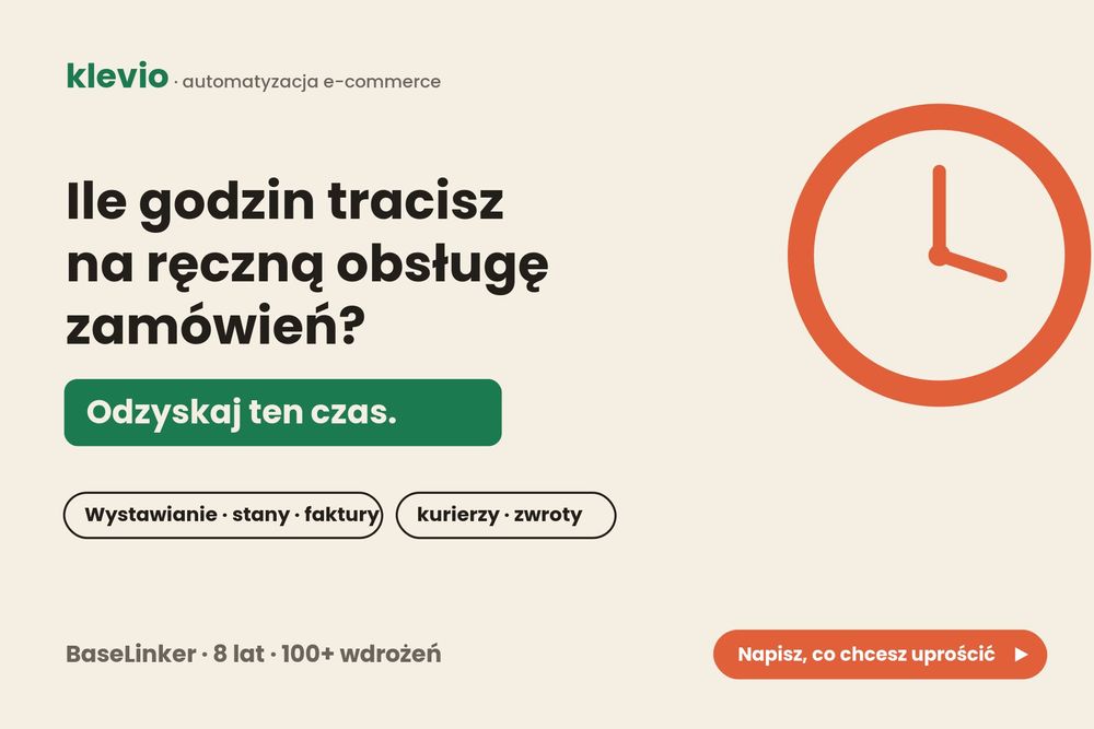 Automatyzacja sprzedaży e-commerce · Allegro, Amazon, eBay, BaseLinker/ Base · koniec ręcznej obsługi zamówień · integracje + AI