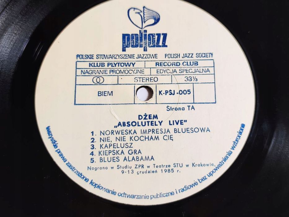 Dżem – Absolutely Live. Poljazz 1986 Ex-