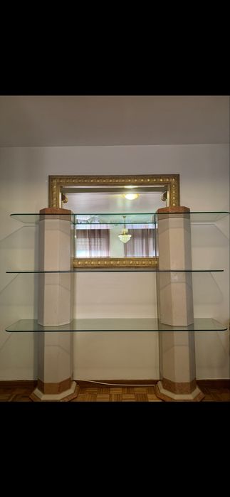 Estante de pedra marmore e vidro