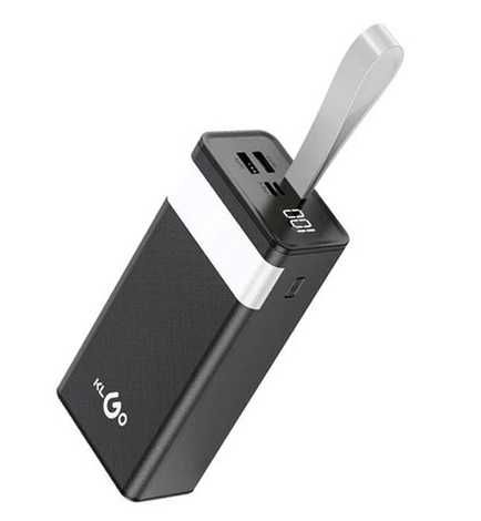 Повербанк KLGO KP-79, 30000 мА·ч, 111 Wh, USB-A, Type-C, micro USB