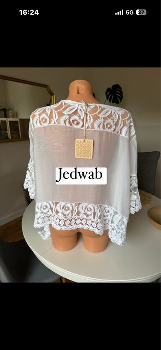 Jedwab silk narzutka biala uniwersalny rozmiar