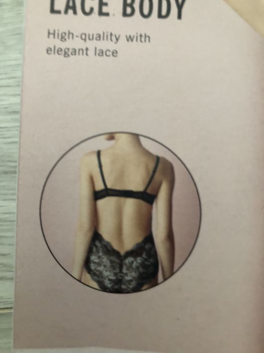 Nowe czarne koronkowe body s m kostium