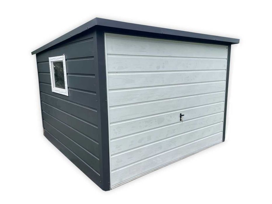 Garaż Blaszany, Blaszak 2x3m ciemny grafit MAT + biały