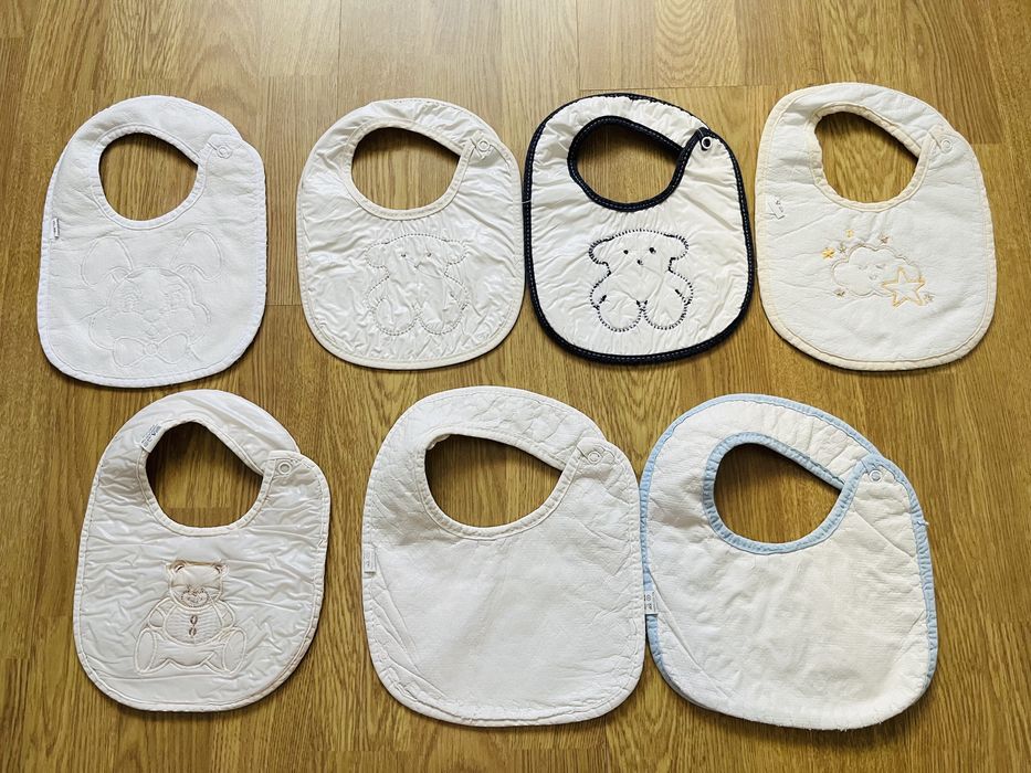 Conjunto de 7 babetes em algodão com mola