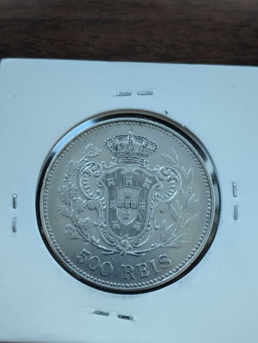 Moeda de 500 reis de 1908, de D. Manuel, em prata