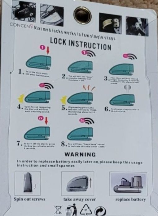 Блокировка-сигнализация для мотоцикла , велосипеда