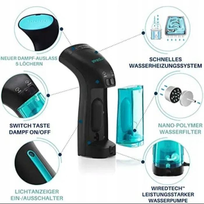 Parownica WiredLux 900 W / 0,1 l czarny