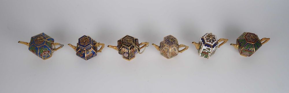 Lote de 6 bules miniatura Cloisonné