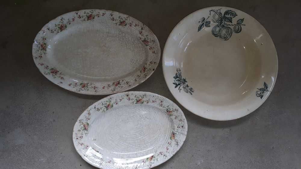 Travessas e prato antigos 3 unidades