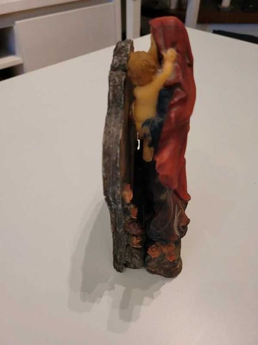 Estátua Decorativa Religiosa – Maria e Jesus + Versículo Lucas 3:52