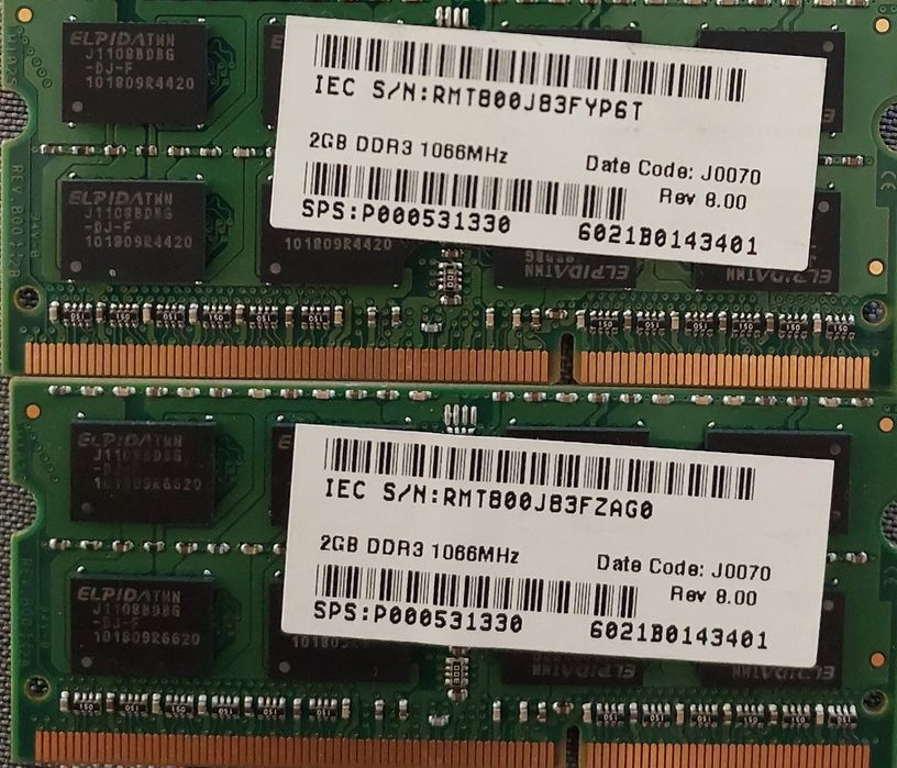 Memória RAM DDR3-1066MHz Kingston 4GB (2x2GB)64741247842306121