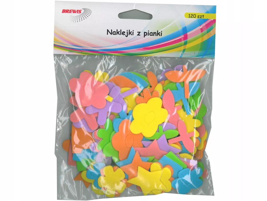 Naklejki z pianki kwiaty i figury 120szt. Brewis