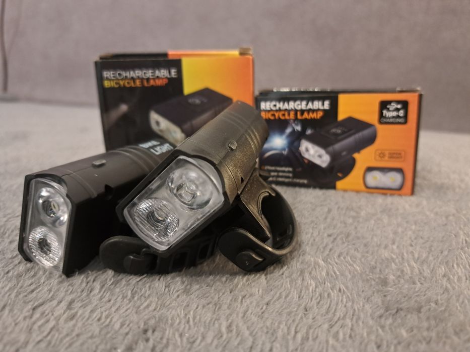 2 sztuki Mocne Lampki Rowerowe USB C komplet NOWE