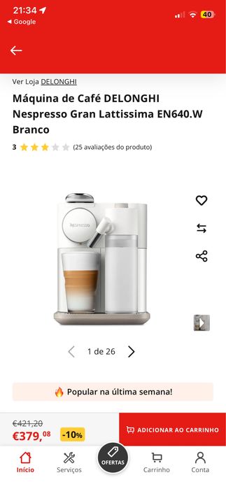 Nespresso DeLonghi Gran Lattissima como nova + entrega Lisboa