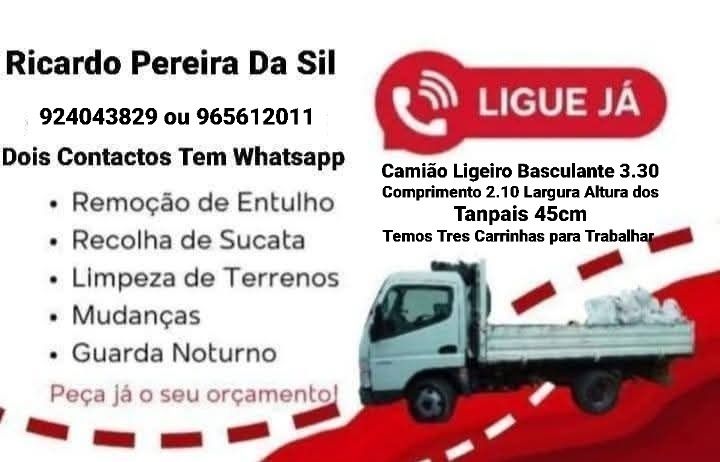 Faço limpeza geral cumulação de Lixo tb Faço Recolha Entulhos Madeira