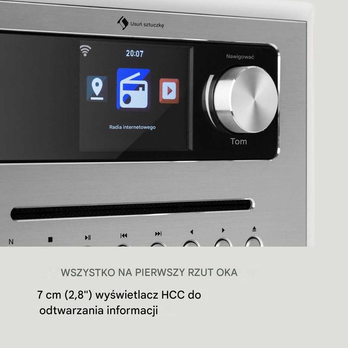 Radio Internetowe Auna Silver Star CD Cube Wi‑Fi CD, DAB+ FM, Bluetooth, USB, Spotify, UPnP