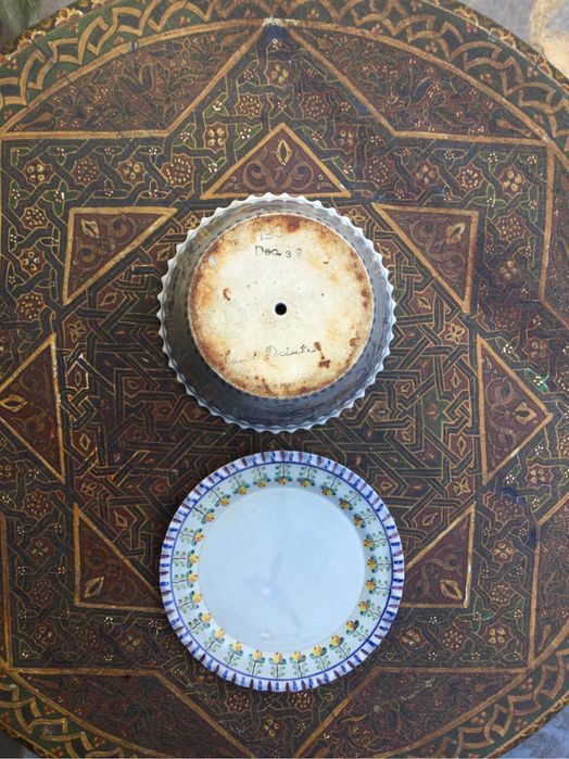 Vaso com Prato Faianca Carvalhinho Marcado Porto 1939 16 cm