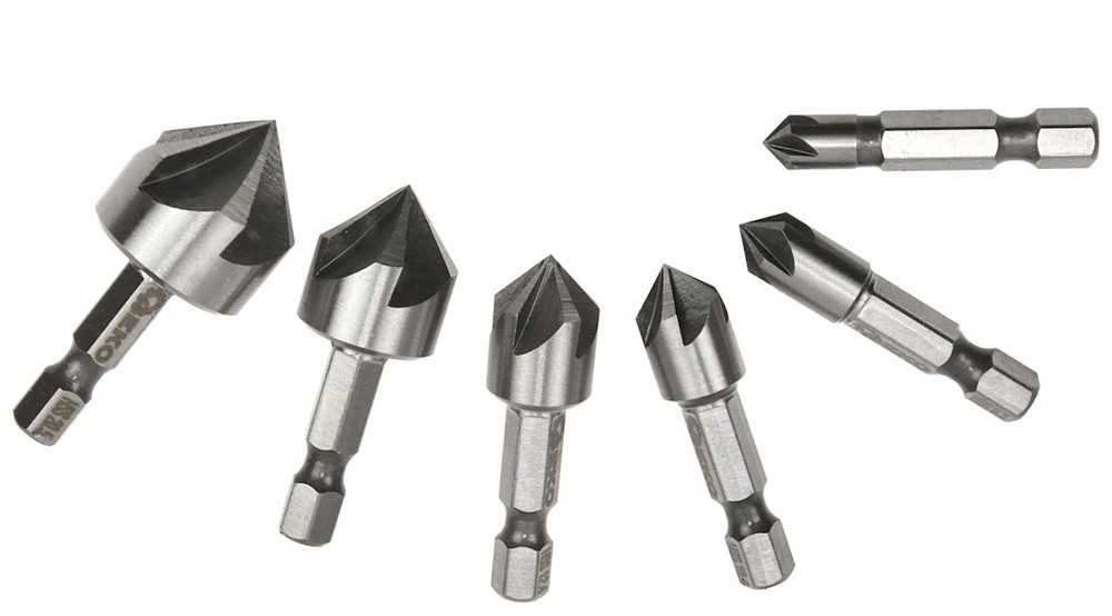 Pogłębiacze - Fazowniki - frezy HSS 6,3mm - 20,5mm 6szt HEX