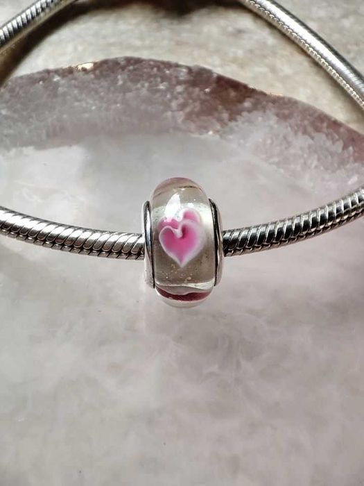 charms zawieszka srebro 925 murano różowe serca