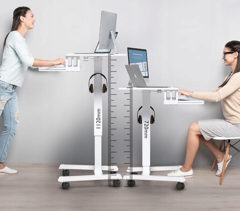 Bontec Mobilne Biurko Stojące Z Regulacją Wysokości 72-112 Cm, 4 Kółka