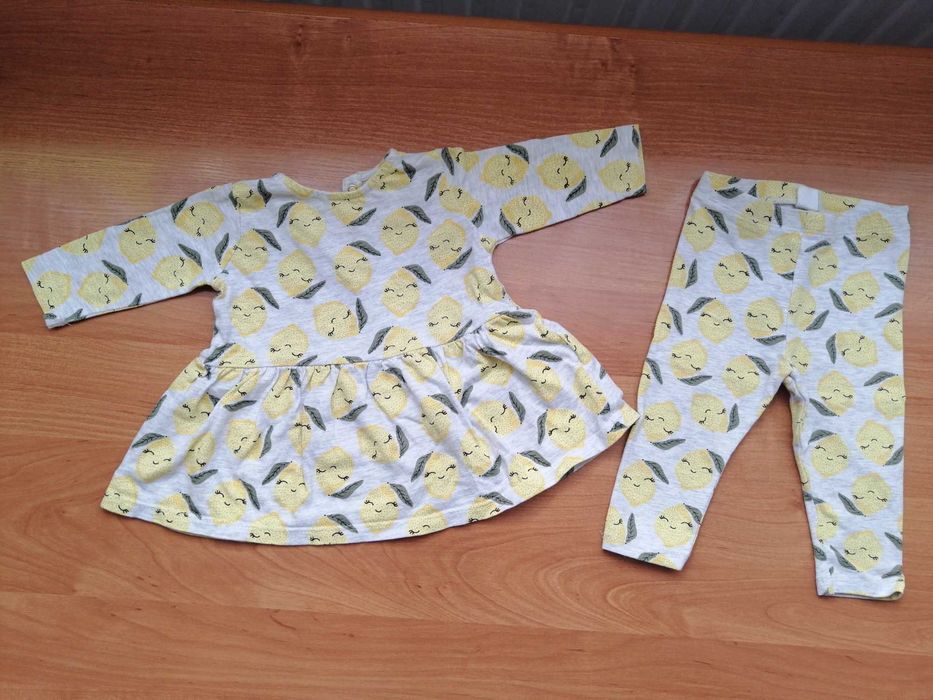 Komplet bawełniany dla dziewczynki sukienka + legginsy 62