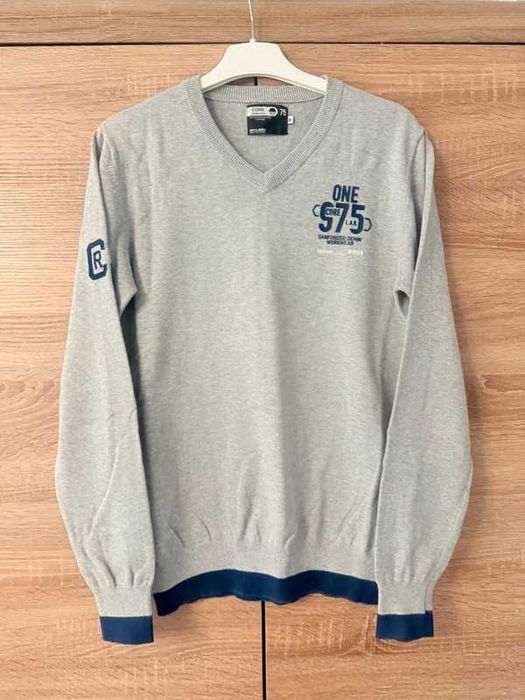 Sweter męski Jack&Jones M szary cienki elegancki bawełniany