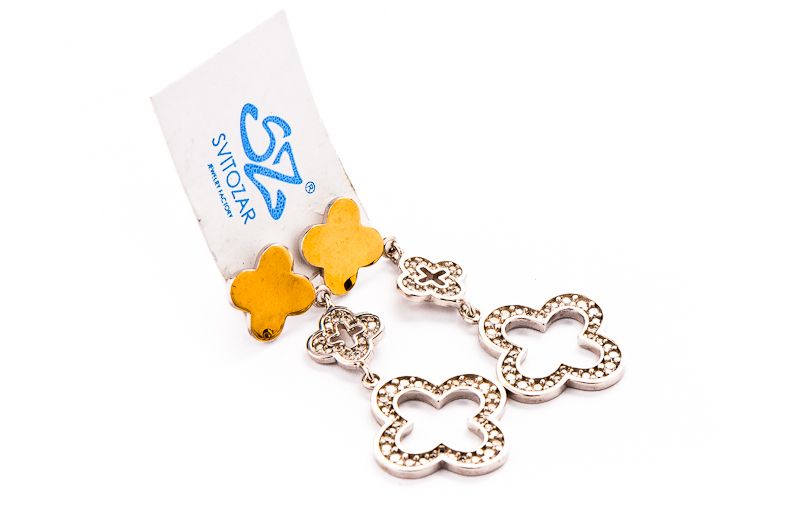 Długie Srebrno Złote Kolczyki - 6,49g - KRAKÓW