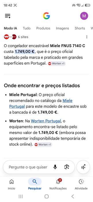 Congelador vertical de encastre Miele perfeito
