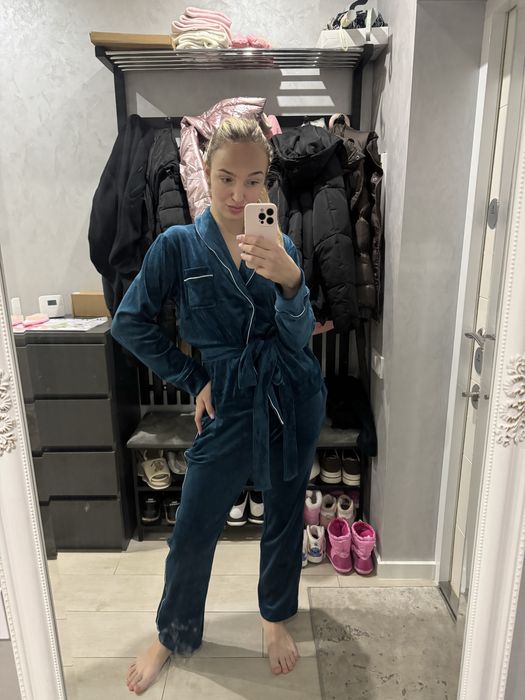 Велюрова піжама С/М нова смарагдова