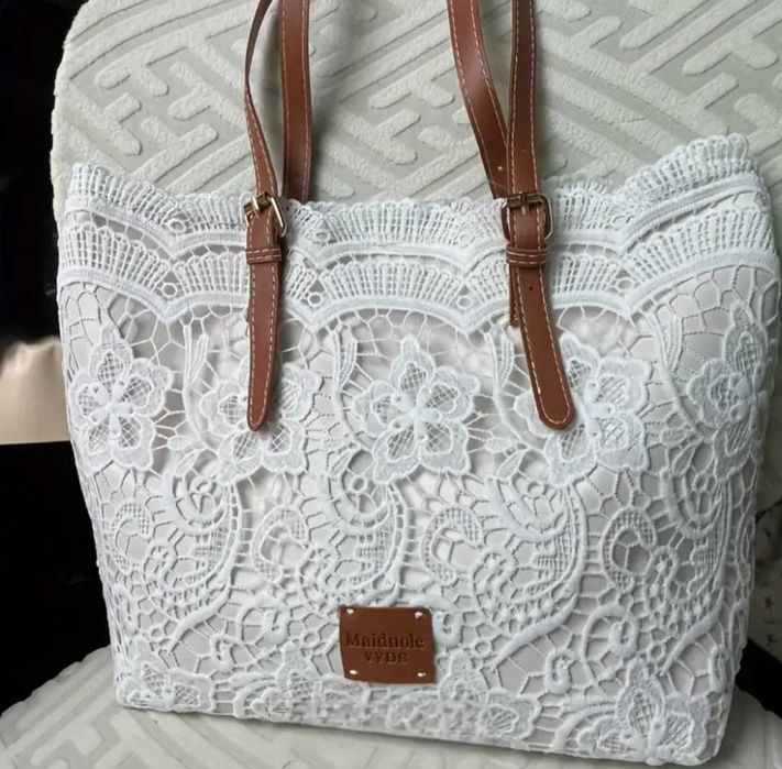 Koronkowa torebka ,torba plażowa nowa