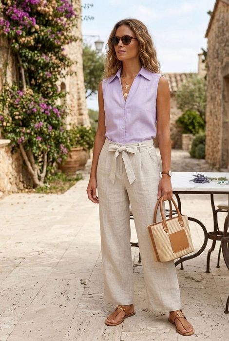 Льняна блуза без рукавів 100% льон