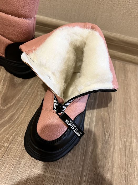 Сапоги зимние девочку розовые чоботи черевики зимові 26 27 28 29 30 31