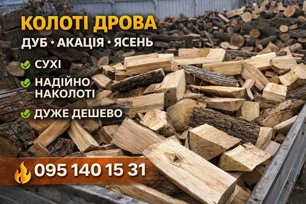 Рубані дрова твердих порід з доставкою | Дніпро