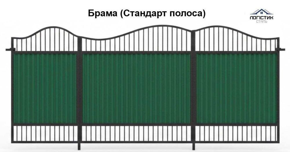 Брама розпашна з хвірткою Стандарт №2 Ворота розпашні Калітка