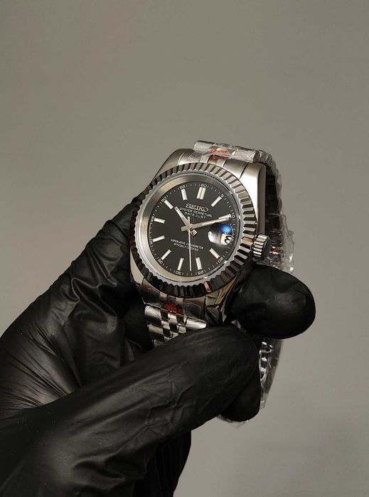 SEIKO MOD DATEJUST Czarny Black Jubilee Custom NOWY