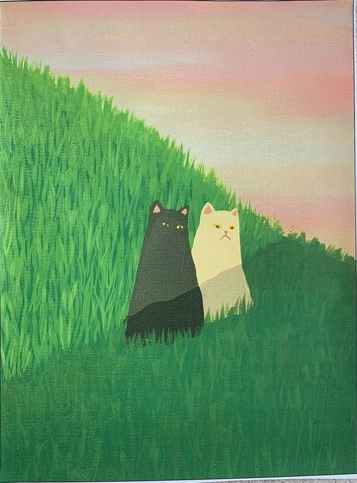 Gobelin na płótnie HD/Obrazek/Cute Couple Cat Art/Abstraction