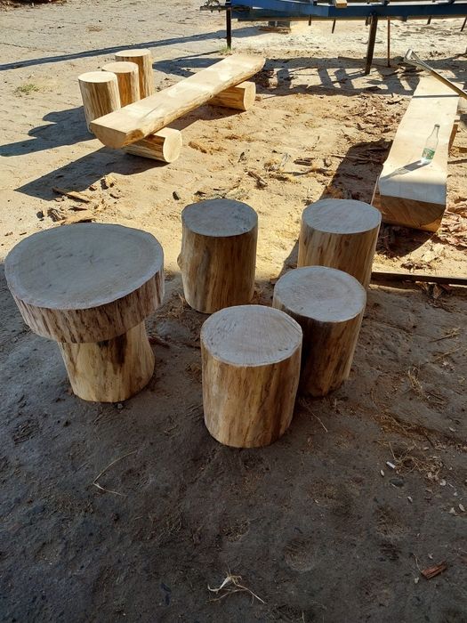 Ławki ogniskowe ogrodowe dębowe